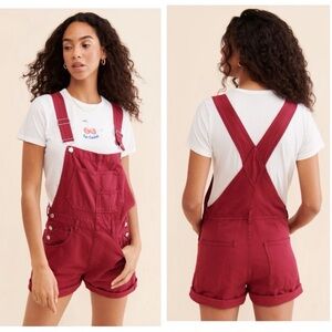 We The Free Burgundy Short Overalls